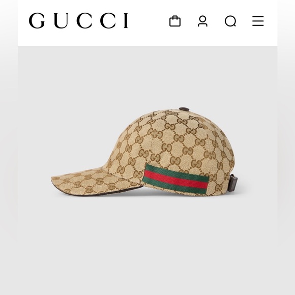 Gucci GG Monogram Canvas Baseball Hat With Web & Adjustable Velcro Strap - Picture 3 of 12